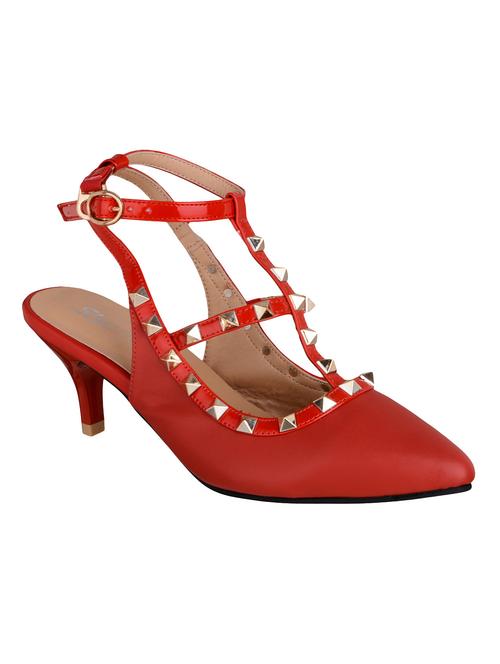 red faux leather ankle strap sandals - 14574606 - Very Small Image - 1