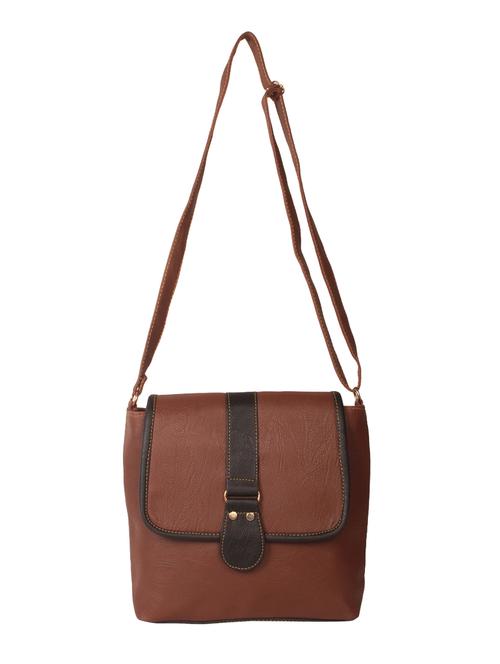 brown leatherette regular sling bag - 14576435 - Very Small Image - 1