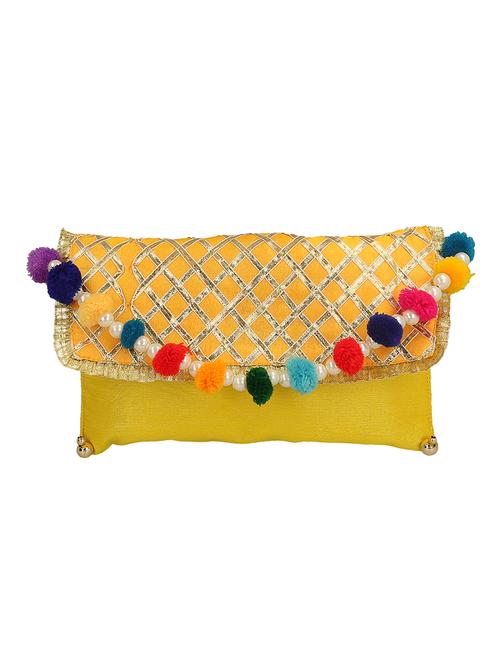yellow silk ethnic clutch - 14576500 - Very Small Image - 1