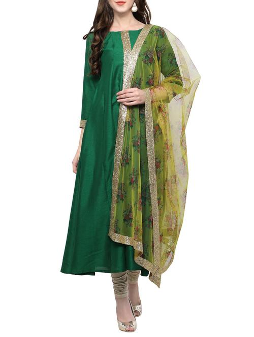yellow printed net dupatta - 14576568 - Very Small Image - 1