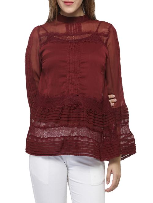 lace insert pintucked top - 14578461 - Very Small Image - 1