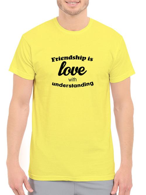 yellow cotton chest print tshirt - 14581524 - Very Small Image - 1