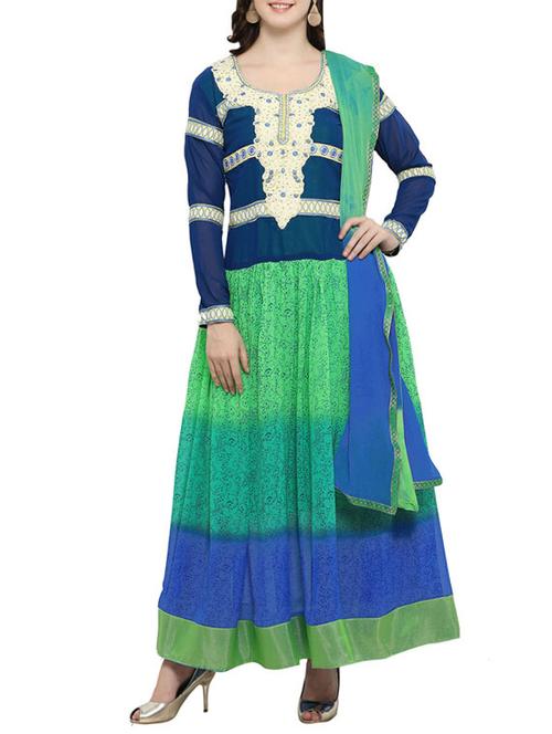 ombre printed anarkali suit - 14584002 - Very Small Image - 1