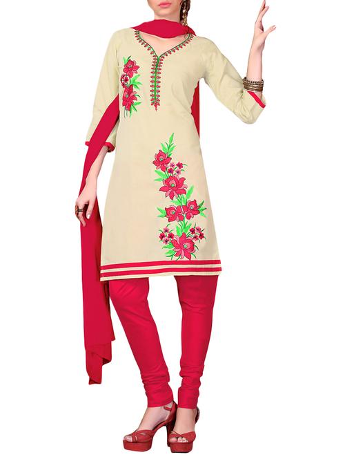 embroidered unstitched churidaar suit - 14585462 - Very Small Image - 1
