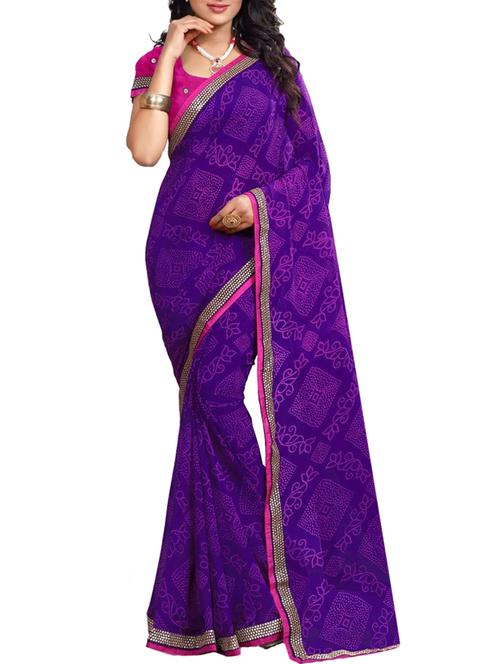 blue printed saree with blouse - 14585570 - Very Small Image - 1