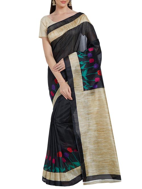 floral bordered saree with blouse - 14585579 - Very Small Image - 1