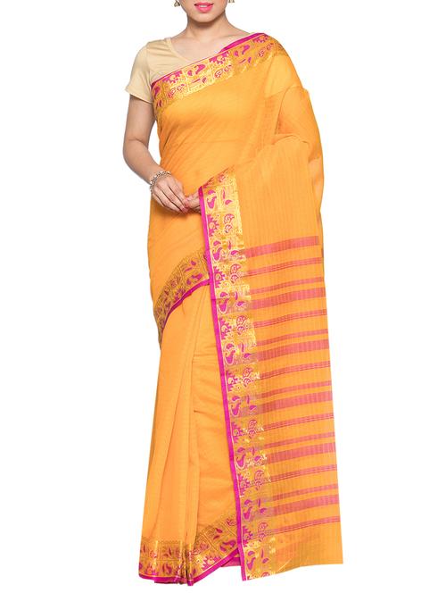 yellow bordered saree with blouse - 14585642 - Very Small Image - 1