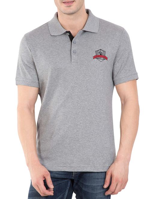 grey cotton collared t-shirt - 14586136 - Very Small Image - 1