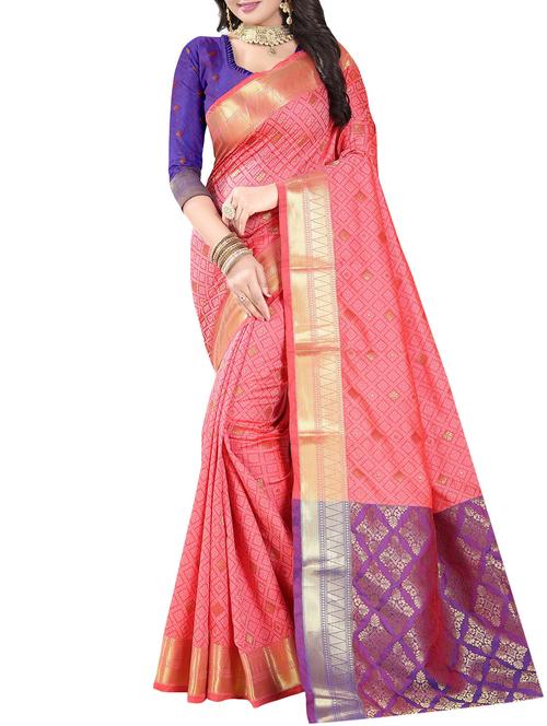 pink cotton nauvari saree with blouse - 14586768 - Very Small Image - 1