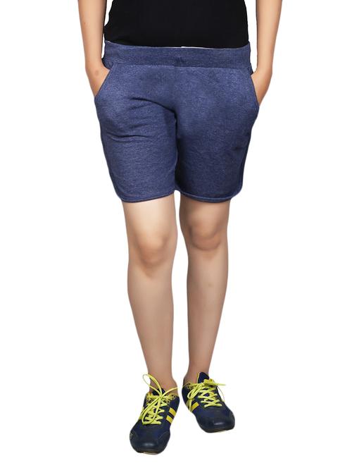 dark blue cotton blend shorts - 14587847 - Very Small Image - 1