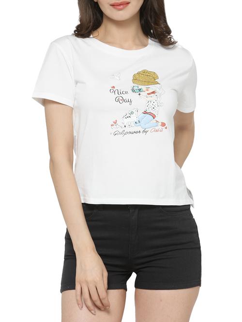 white printed tee - 14590139 - Very Small Image - 1