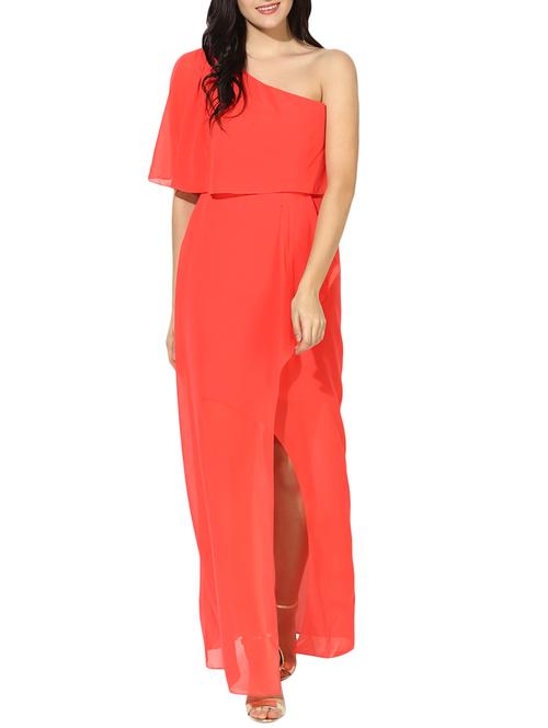 love gen one shoulder dress with frontal frill and slit detail. - 14590596 - Very Small Image - 1