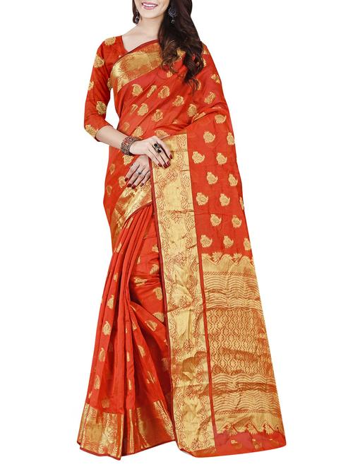 orange kanjivaram saree with blouse - 14590691 - Very Small Image - 1
