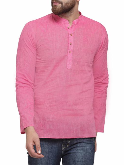 pink cotton short kurta - 14593219 - Very Small Image - 1