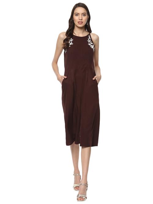 brown crepe 34 jumpsuit - 14593582 - Very Small Image - 1