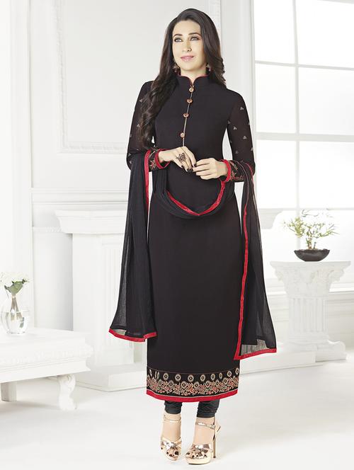 embroidered unstitched churidaar suit - 14593985 - Very Small Image - 1