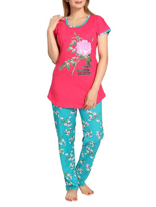 red printed pyjama nightwear set - 14594060 - Very Small Image - 1