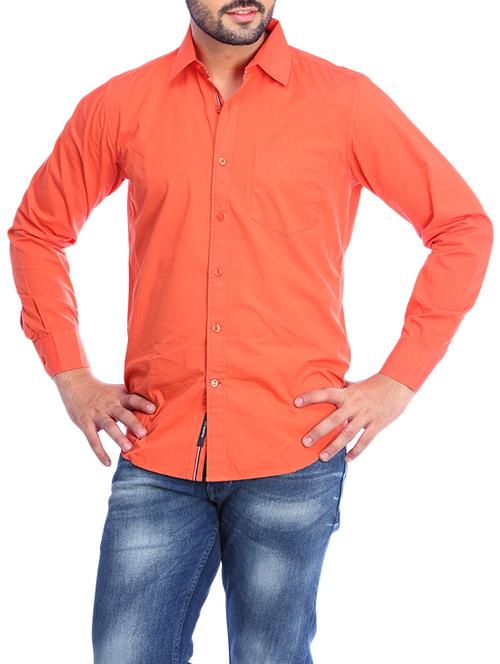 orange cotton casual shirt - 14594113 - Very Small Image - 1