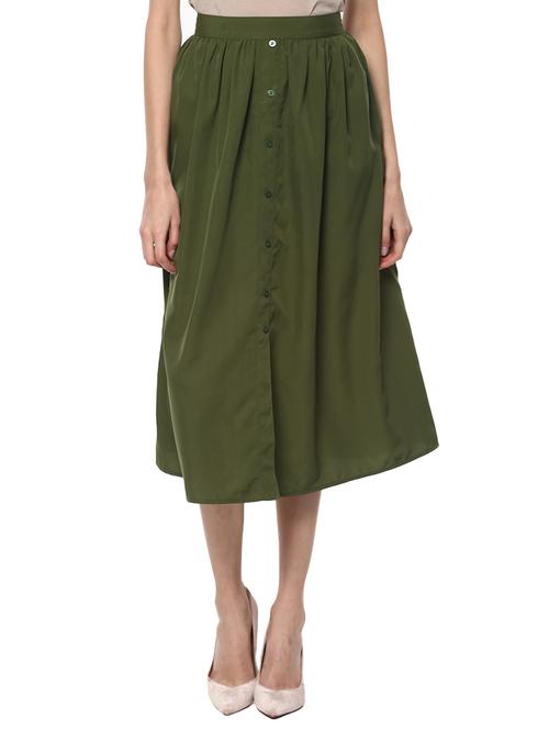 green crepe pleated skirts - 14596121 - Very Small Image - 1