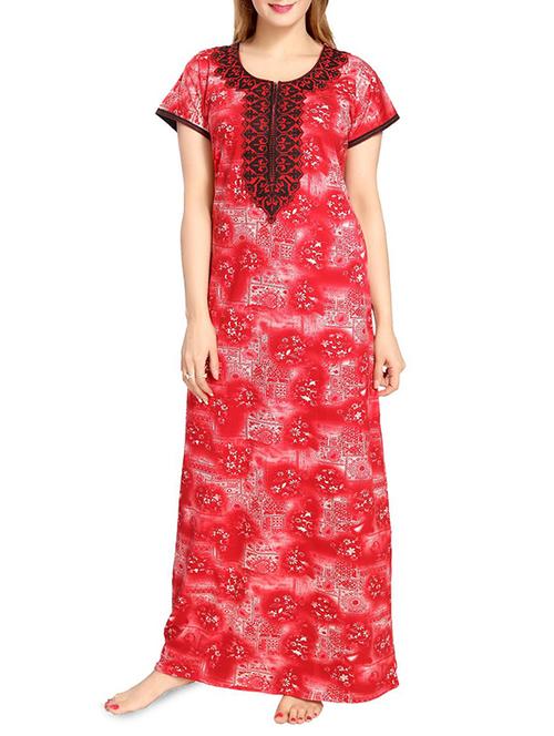 red printed nightwear gown - 14596655 - Very Small Image - 1