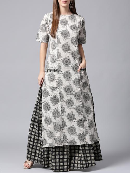 front dual pocket kurta with skirt set - 14596933 - Very Small Image - 1