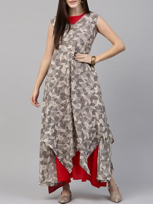 printed layered kurta - 14597033 - Very Small Image - 1