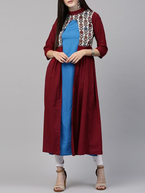 halter layered printed kurta - 14597046 - Very Small Image - 1
