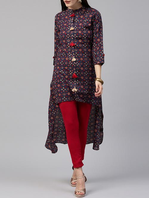 high-low kurta with tassels - 14597091 - Very Small Image - 1