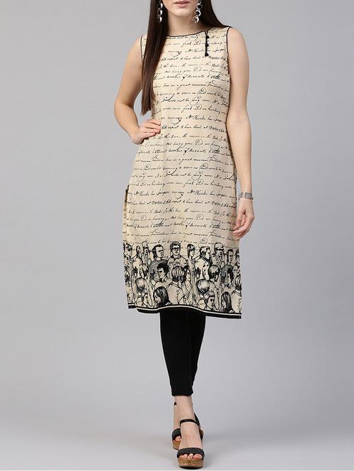 typographic straight kurta - 14597121 - Very Small Image - 1