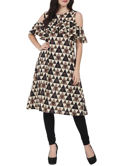 cold shoulder geometrical kurta - 14597127 - Very Small Image - 1