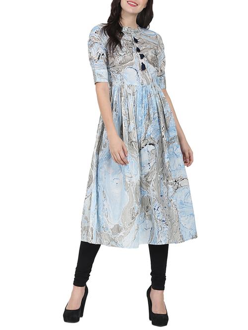 flared abstract print kurta - 14597244 - Very Small Image - 1