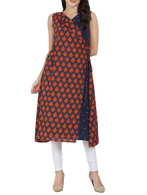 printed angrakha kurta - 14597256 - Very Small Image - 1