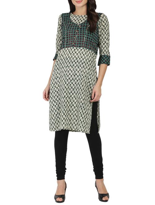 printed straight kurta - 14597275 - Very Small Image - 1