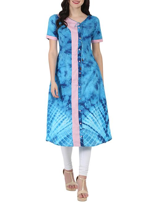 a-line shibori tie &dye kurta - 14597356 - Very Small Image - 1