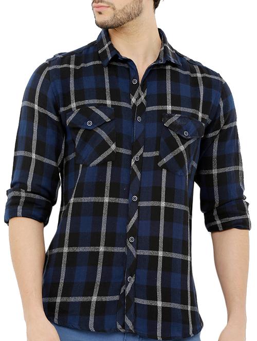 navy blue cotton casual shirt - 14597496 - Very Small Image - 1