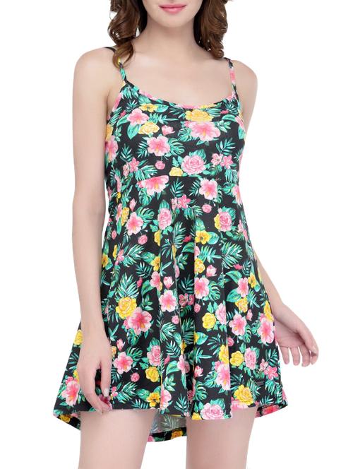 green cotton fit & flare dress - 14597910 - Very Small Image - 1