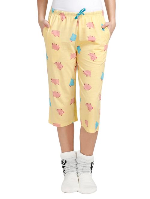 yellow printed cotton capri - 14598352 - Very Small Image - 1