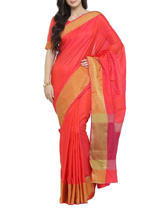orange bordered saree with blouse - 14598513 - Very Small Image - 1