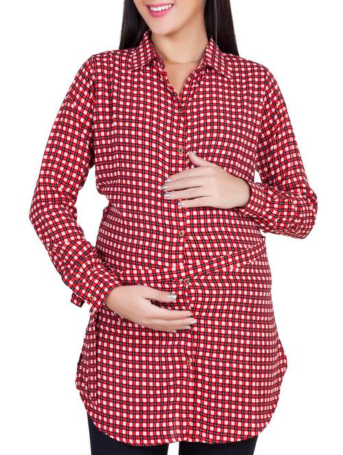 red checkered maternity wear - 14601609 - Very Small Image - 1
