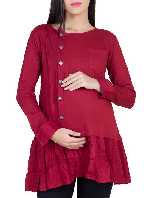 red solid maternity wear - 14601617 - Very Small Image - 1