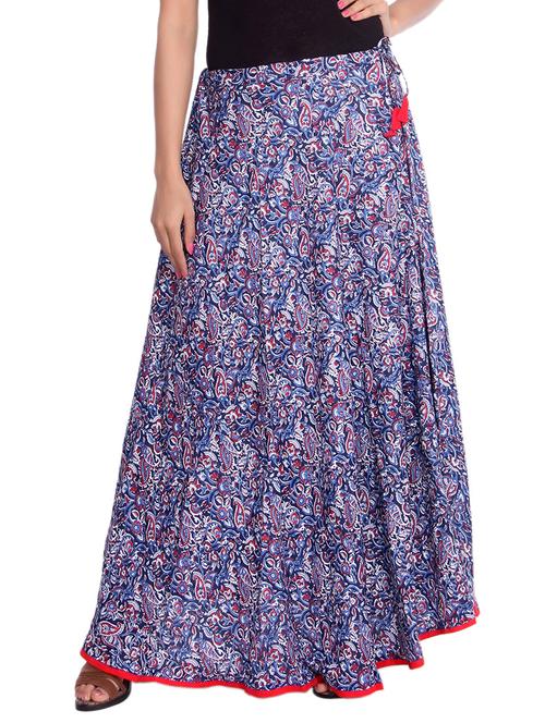blue rayon flared skirt - 14601800 - Very Small Image - 1