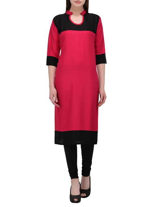 Pink cotton straight kurta - 14601895 - Very Small Image - 1
