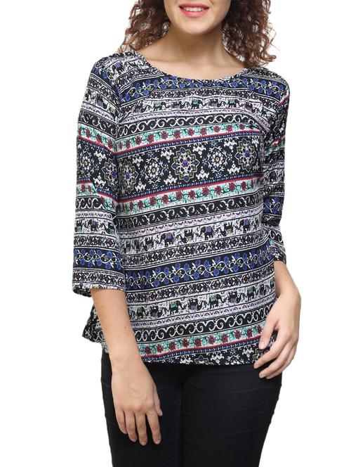 blue casual printed top - 14603502 - Very Small Image - 1