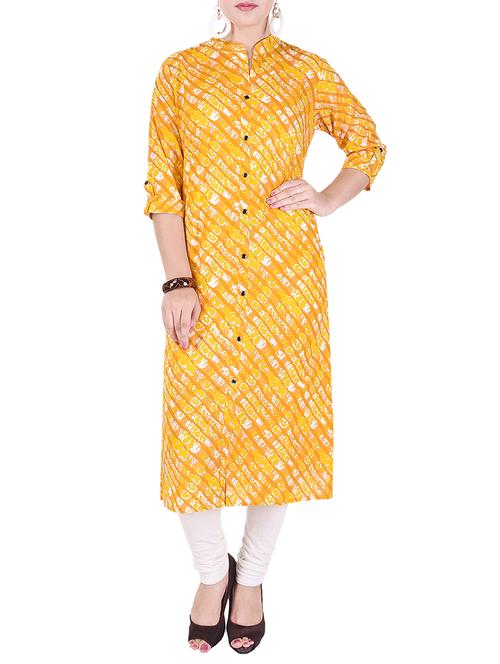 yellow cotton straight kurta - 14603505 - Very Small Image - 1