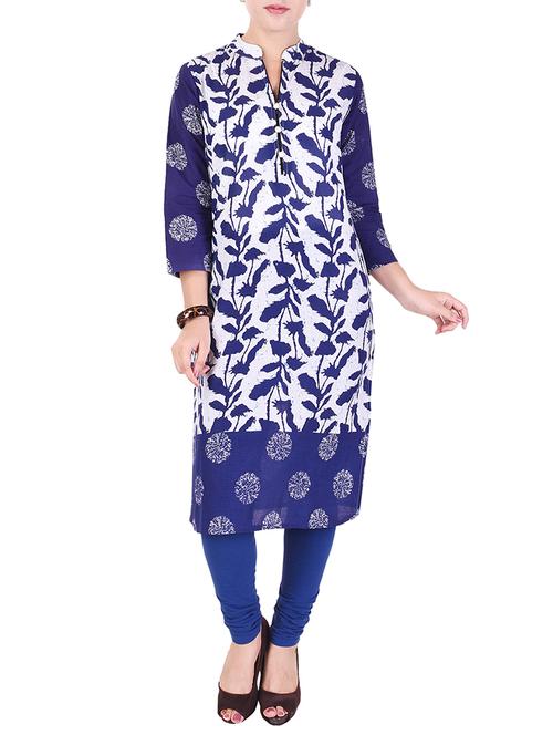 blue cotton straight kurta - 14603513 - Very Small Image - 1