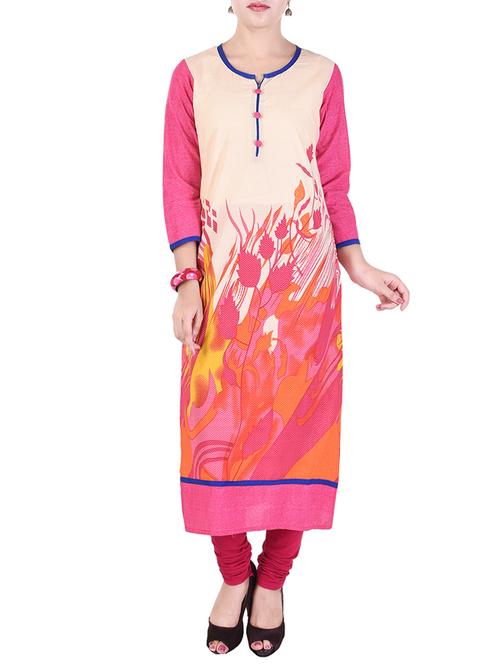 pink cotton straight kurta - 14603525 - Very Small Image - 1