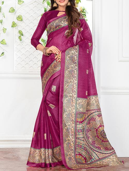 woven bhagalpuri saree with blouse - 14603761 - Very Small Image - 1