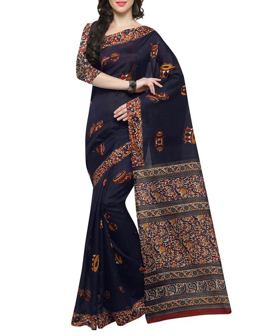 navy silk bhagalpuri saree with blouse - 14603812 - Very Small Image - 1