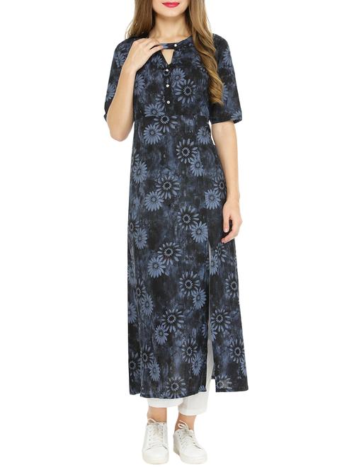 floral high slit kurta with pant set - 14604383 - Very Small Image - 1