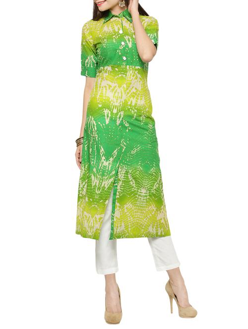front slit printed kurta with pant set - 14604387 - Very Small Image - 1
